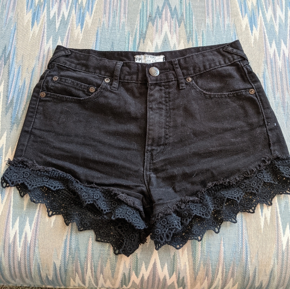 Free people denim black shorts size 25